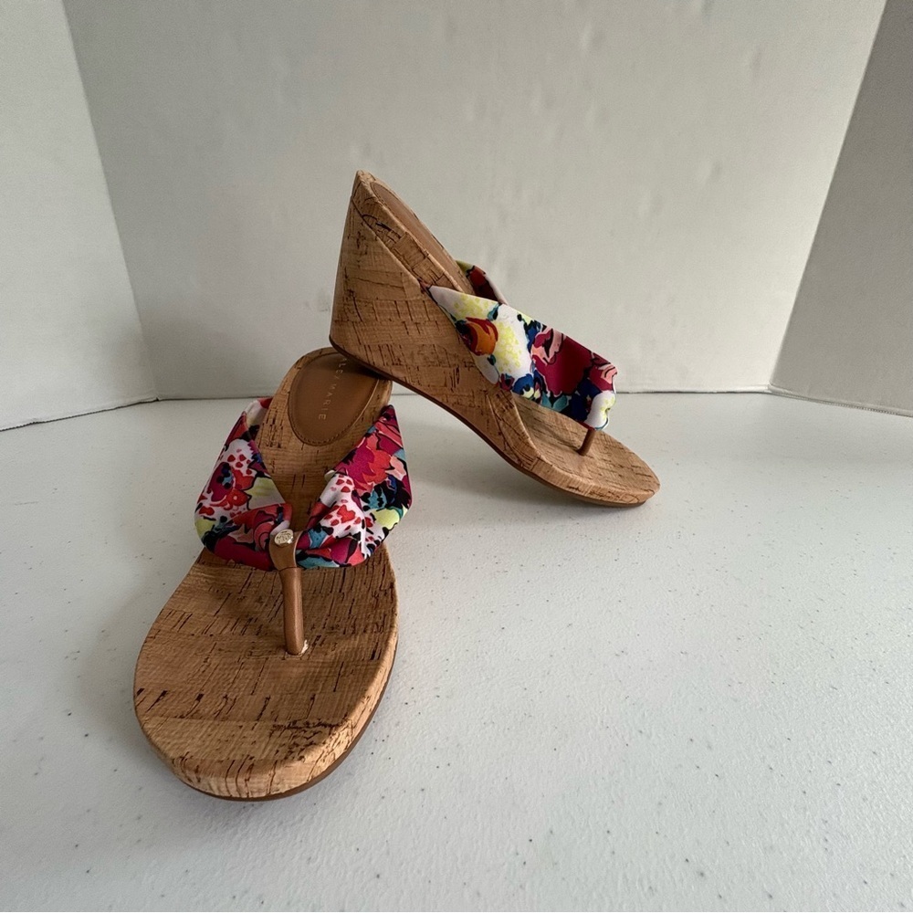 NWT Alex Marie Benita cork wedges maio multi color tropical floral print 8.5